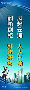 銷(xiāo)售標(biāo)語(yǔ)|銷(xiāo)售口號(hào)|銷(xiāo)售團(tuán)隊(duì)精神口號(hào)-風(fēng)起云涌，人人出動(dòng)，翻箱倒柜，拜訪(fǎng)積極