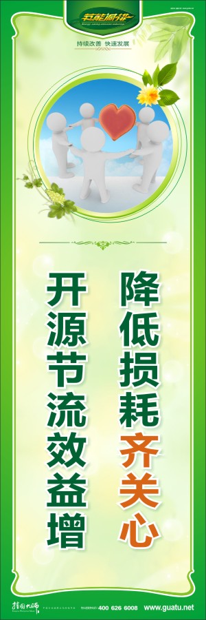 降低損耗齊關(guān)心 開源節(jié)流效益增 企業(yè)節(jié)能降耗標語