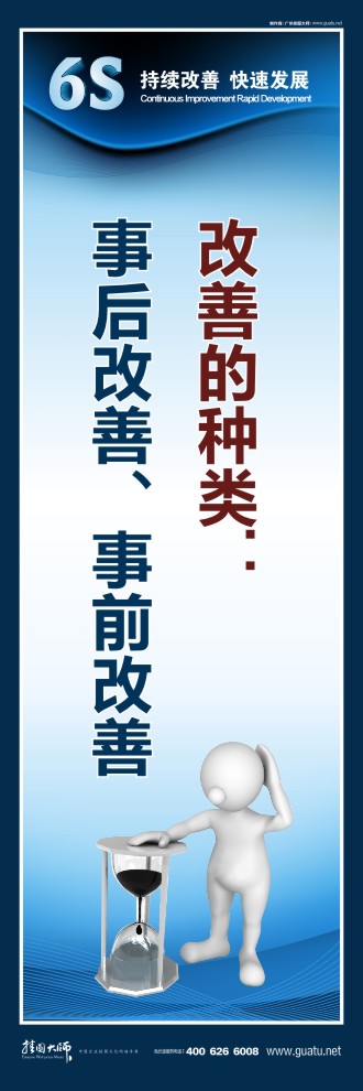 6s管理宣傳標(biāo)語 改善的種類： 事后改善、事前改善